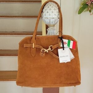 Luxurious Pumpkin Brown Suede Shoulder Bag